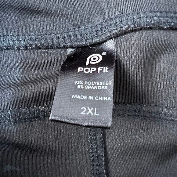 Pop Fit Athleisure Stretch Black Leggings Side Pockets | Women's Plus Size 2XL - Picture 5 of 10